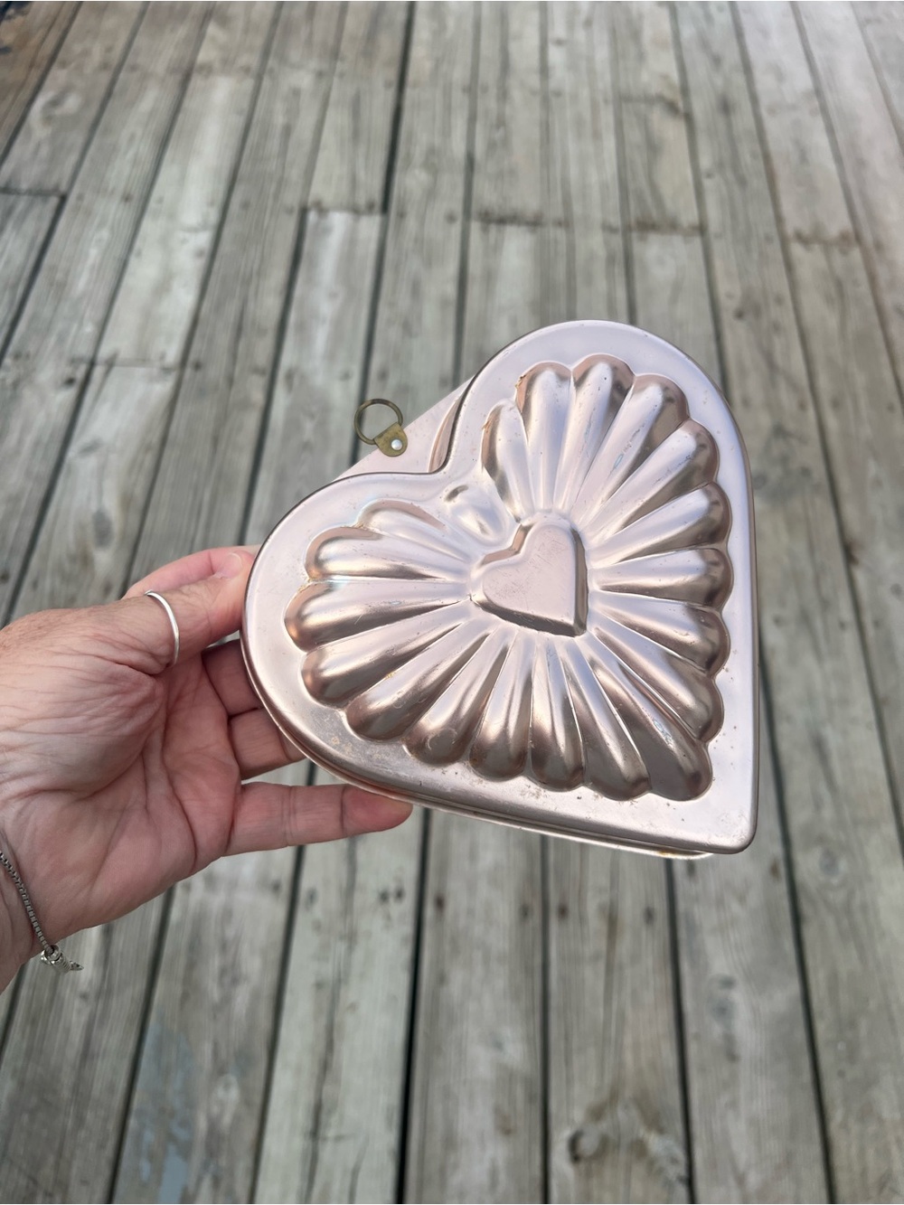 Vintage Pink Copper Heart Jello Mold: Farmhouse Kitchen Decor